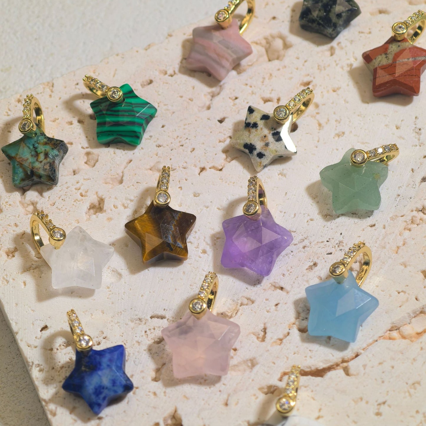 Natural Stone Cut-surface Star Pendant Five-pointed Star Charm