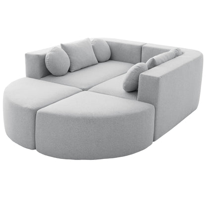Sectional Sofa U-Shape Modular Boucle Gray 6-Seat Deep Seating 114.9x64.5 In