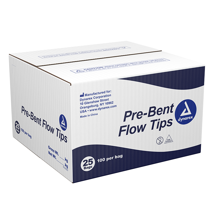 Dynarex Pre Bent Flow Tips - 100ea/box, 25bxs/case