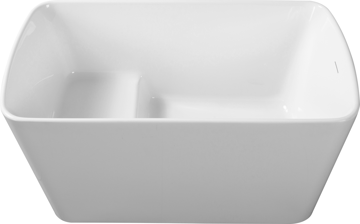 49in Acrylic Freestanding Soaking Bathtub, Square Japanese Sit-In, Chrome Drain