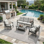 Outdoor Patio Set Metal Black Gray Cushion 4 Piece Seats 5