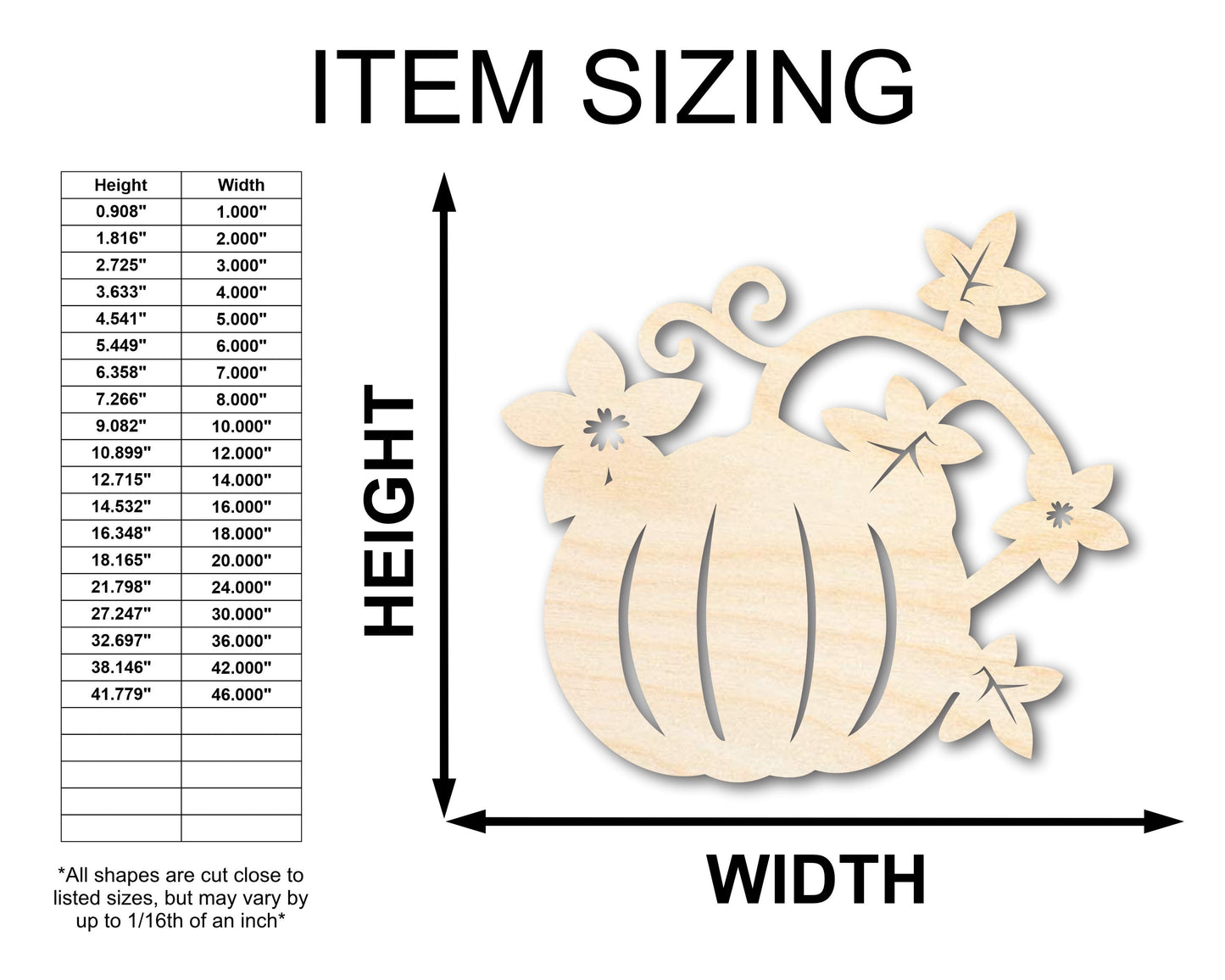 Unfinished Wood Pumpkin Vines Shape - Craft - up to 46"