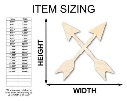 Unfinished Wood Crossed Arrows Shape | Craft Cutout | up to 46" DIY