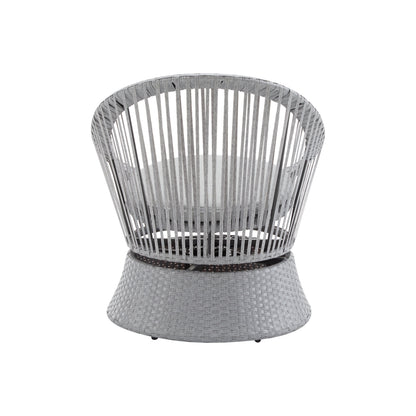 Modern Silver Grey Swivel Wicker Lounge Chair Set with PE Rattan and Iron