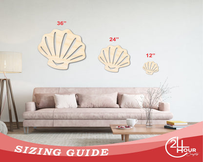Unfinished Wood Sea Shell Shape | Ocean Beach Craft Cutout | up to 46" DIY