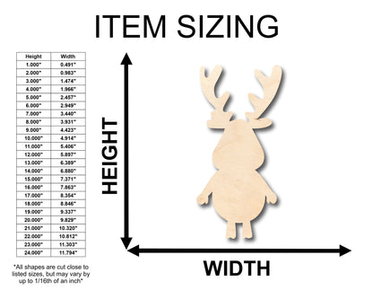 Unfinished Wood Cartoon Deer Moose Shape - Craft - up to 46" DIY