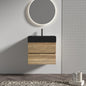24' Floating Bathroom Vanity with Matte Black Quartz Sink and Oak Drawers