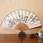 1Pcs Chinese Style Retro Folding Silk Fan Decorative Men Pocket Bamboo Handle Hand Held Fan Party Favors Home Decoration Crafts