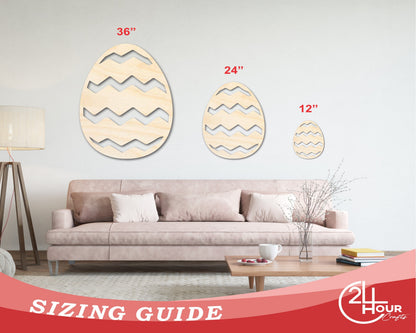 Unfinished Wood Striped Egg Shape - Easter Craft - up to 46" DIY