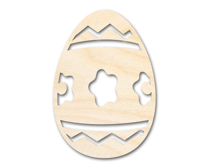 Unfinished Wood Striped Flower Egg Shape - Easter Craft - up to 46" DIY