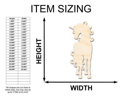 Unfinished Wood Swirly Unicorn Silhouette | DIY Mythical Craft Cutout | up to 46" DIY