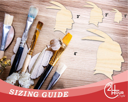 Unfinished Wood Native American Head Profile Silhouette | DIY Native American Craft Cutout | up to 46" DIY
