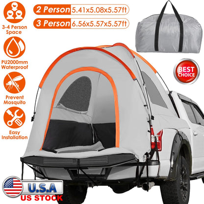 Truck Bed Tent Waterproof Windproof Pickup Truck Tent with Carry Bag 5.41-6.56FT Bed Rainfly PU2000mm Waterproof for Camping Travel