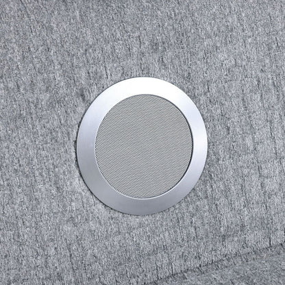 Fullar - Modular Console With Speaker & Cup Holder - Light Gary Chenille