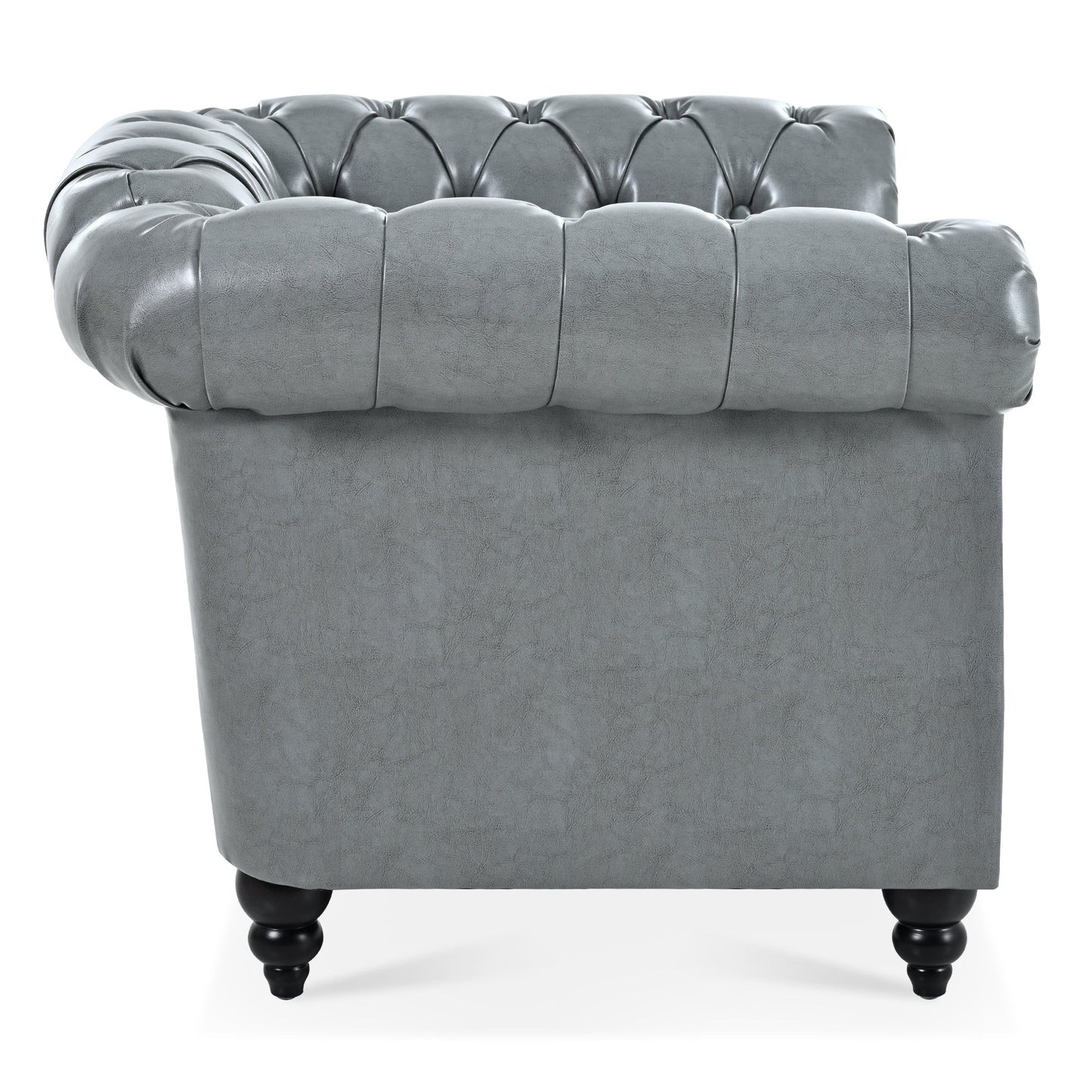 Accent Chair Contemporary PU Leather Gray Birch Legs 39x32x28 In 220 LB