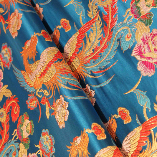 The Imperial Threads: Phoenix & Dragon Embroidered Cheongsam Fabric