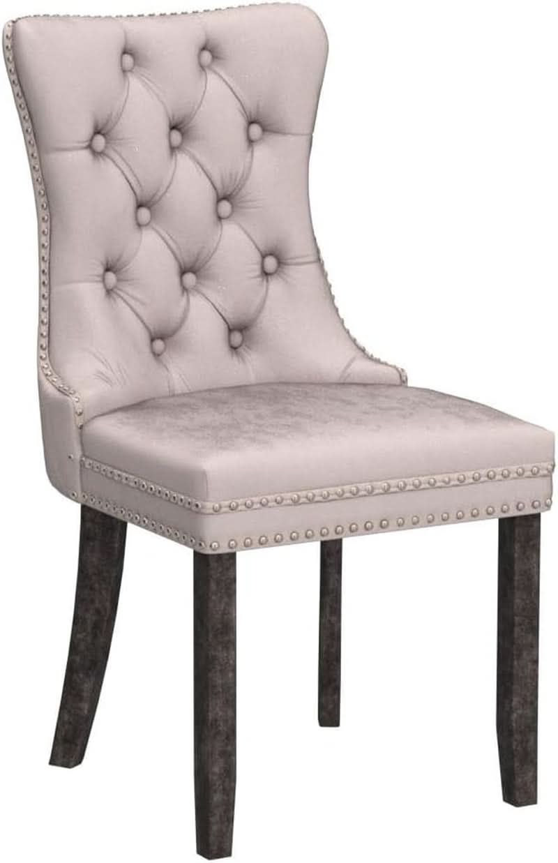 Velvet Wingback Dining Chairs Set Of 4 Beige Tufted