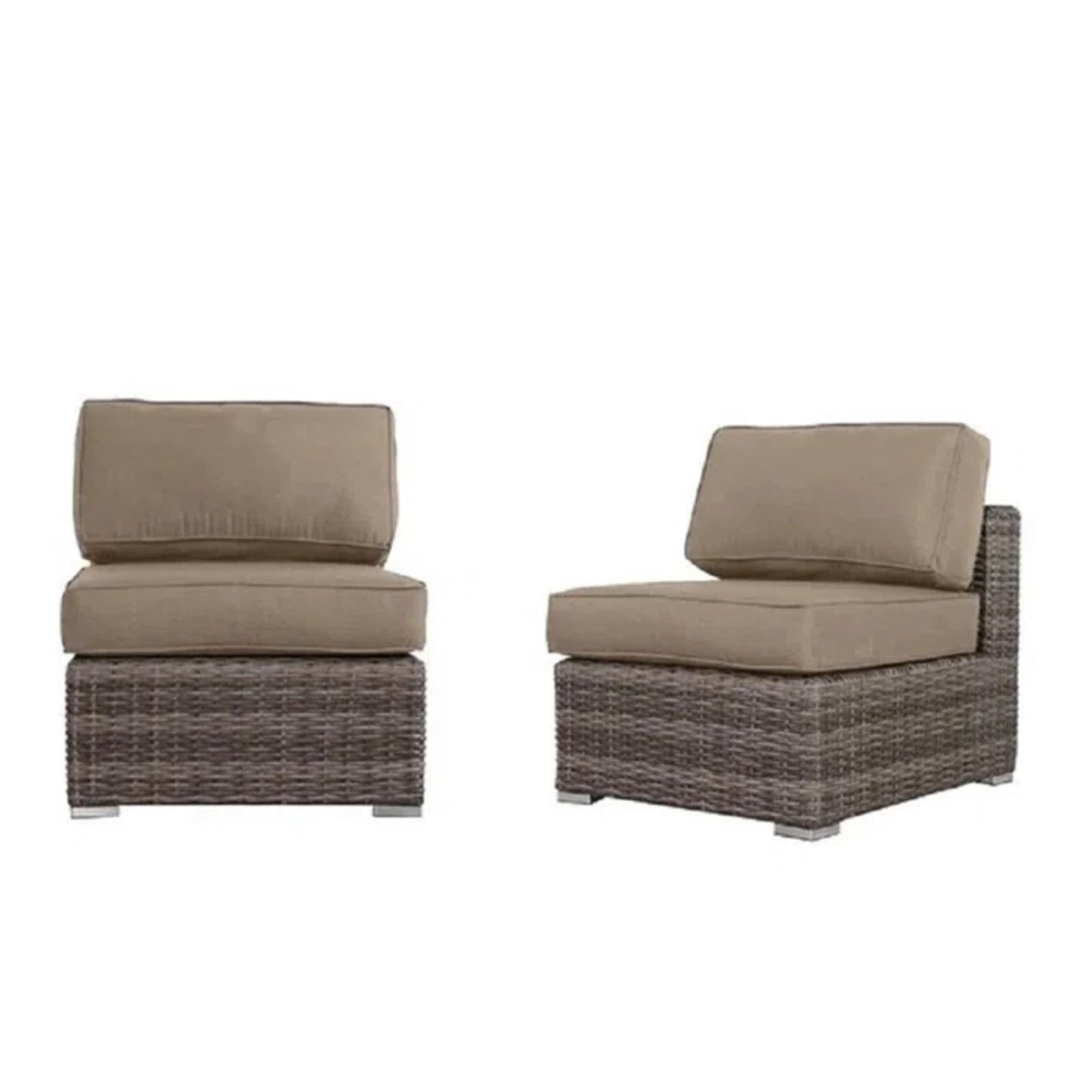 4 Piece Outdoor Patio Set HDPE Wicker Gray Cupholder Seats