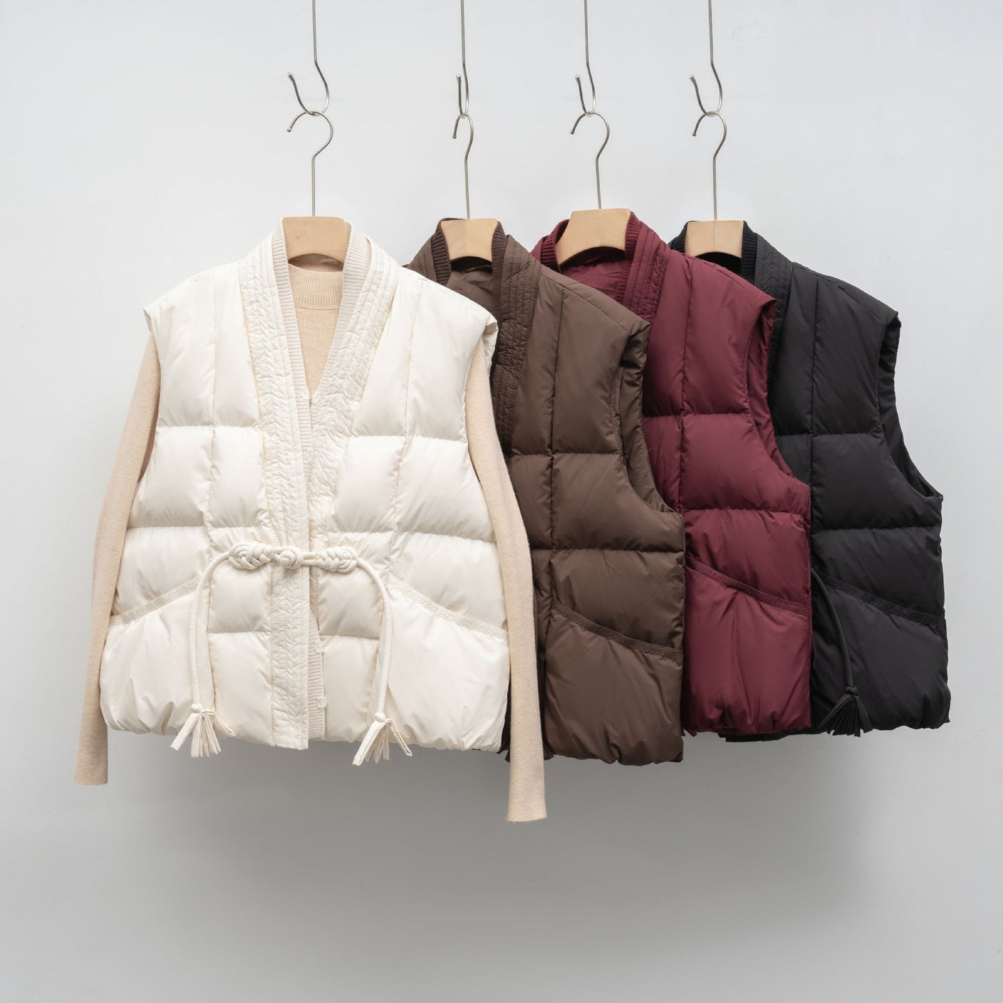 New National Standard Autumn And Winter Plain Color V-neck Loose Vest