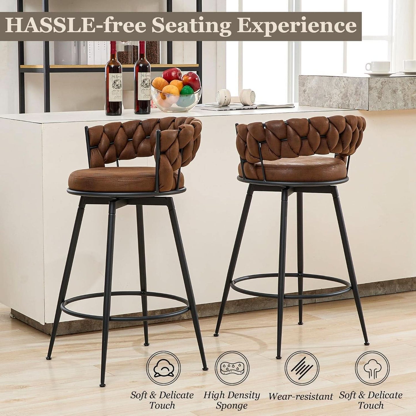 Modern Swivel Bar Stools Set of Two Stylish Design