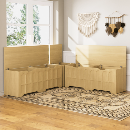 Storage Bench L-Shape 3 Piece MDF Natural Padded Seat 63x63x19 In 360 LB
