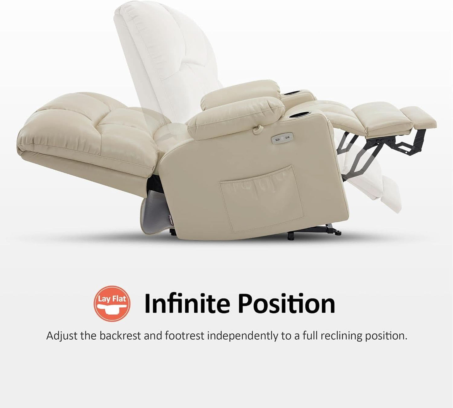 Medium Wide Power Lift Recliner Chair With Massage