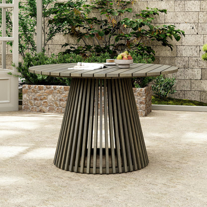 Outdoor Dining Set Acacia Wood 5 Piece Round Table