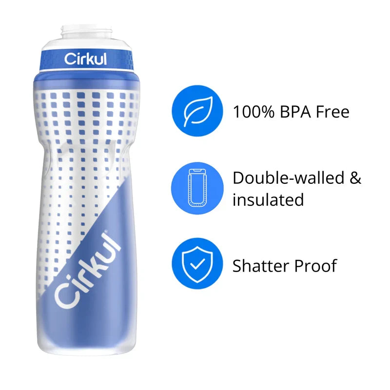 Cirkul 22oz. Navy Plastic Grip Squeeze Water Bottle & Sport Lid, BPA-Free, Non-Slip Design for Gym, Biking & Sports