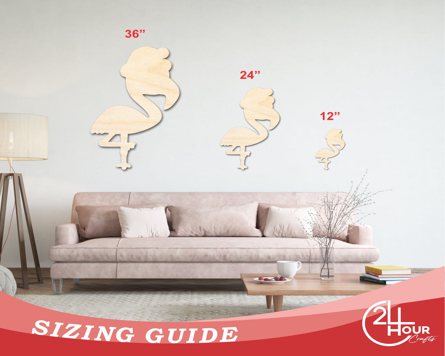 Unfinished Wood Christmas Flamingo Silhouette | DIY Christmas in July Craft Cutout | up to 46" DIY