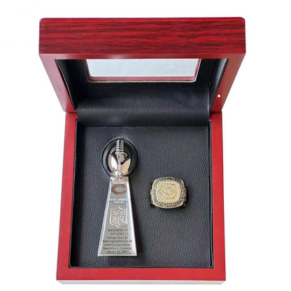 1985 Chicago Bears Championship Ring & Trophy Set– Gold or Silver Replica