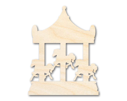 Unfinished Wood Merry-Go-Round Shape | Carousel Craft | Amusement Park | Craft Cutout | up to 46" DIY