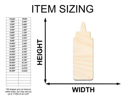 Unfinished Wood Condiment Bottle Shape | Craft Cutout | up to 46" DIY