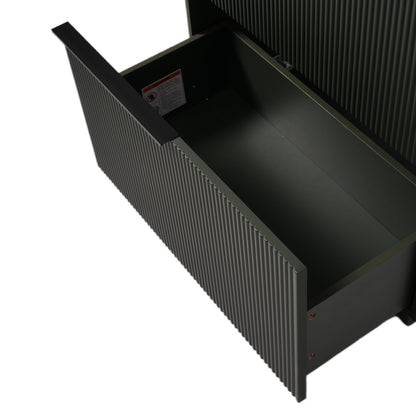 Green Fluted Bathroom Vanity with Ceramic Sink, 30' Full-Extension Drawers, S...