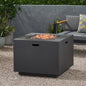 33' Outdoor Iron Square Propane Fire Pit, Tank Inside, Brushed Brown 50,000 BTU