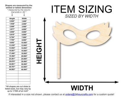 Unfinished Wood Stick Mask Shape | Mardi Gras | DIY Craft Cutout | up to 46" DIY