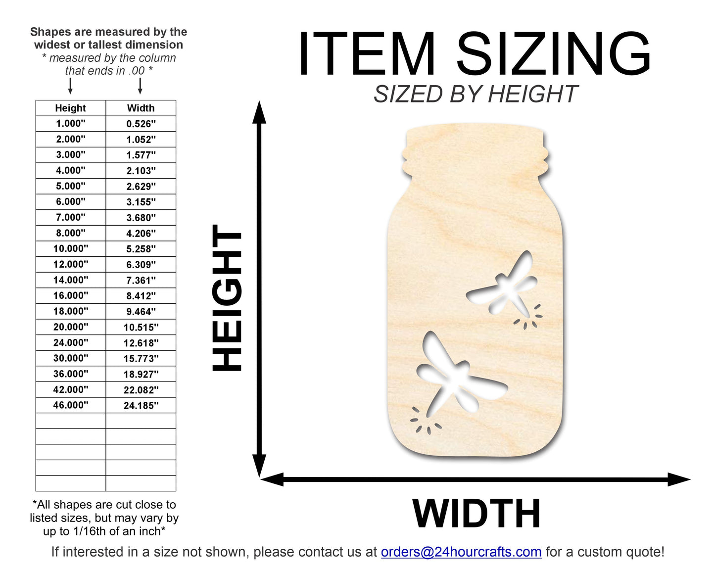 Unfinished Firefly Jar Shape | DIY Craft Cutout | up to 46" DIY