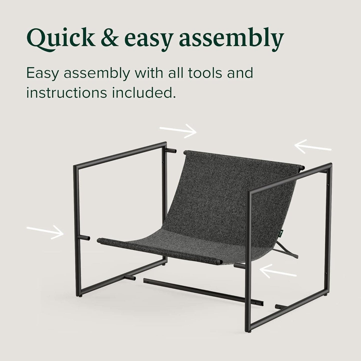Aidan Sling Chair Dark Grey Metal Frame Shredded Foam