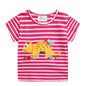 Girls Short Sleeve T Shirt Summer Embroidered Dinosaur