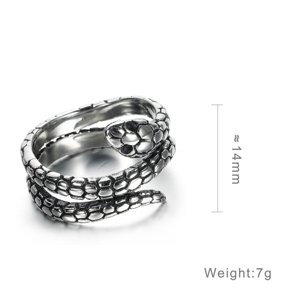Mens Stainless Steel Animal Snake Ring