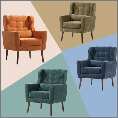 Accent Chair Chenille Olive Green Rubberwood Legs 28x29x38 In 275 LB
