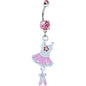 Pink Cubic Zirconia Tutu Ballerina Belly Ring