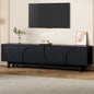 TV Stand Minimalist Black Particle Board Arch Doors Wood Legs Fits 78 In TV