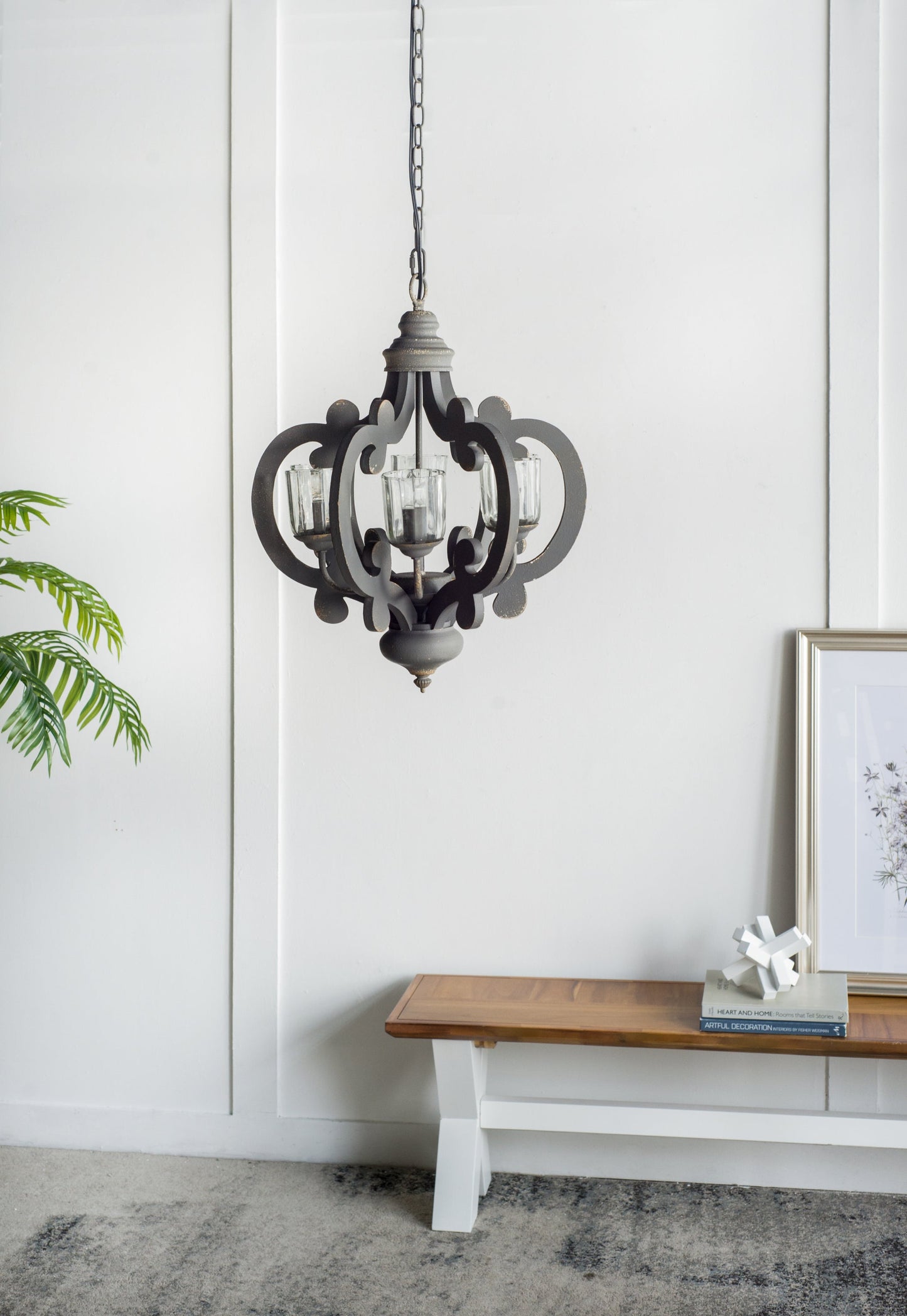 Chandelier Farmhouse 6-Light Wood Pendant Adjustable Chain Dining Room
