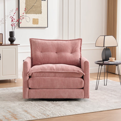 Accent Chair Swivel Barrel Chenille Pink Memory Foam