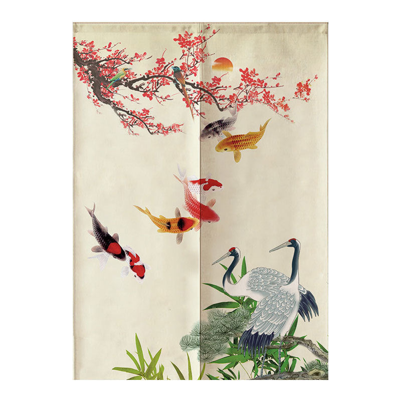 Chinese Fabric Door Partition Half Curtain Feng Shui