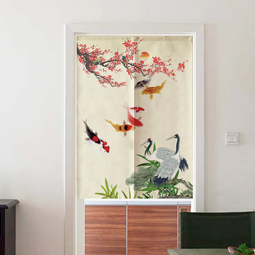 Chinese Fabric Door Partition Half Curtain Feng Shui
