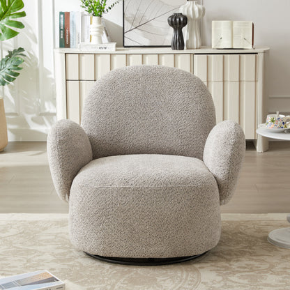 Accent Chair Swivel 360 Degree Fabric Gray Metal Frame 35x35x32 In