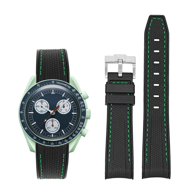 Curved-end Strap 20mm Silicone Watch Band For Men