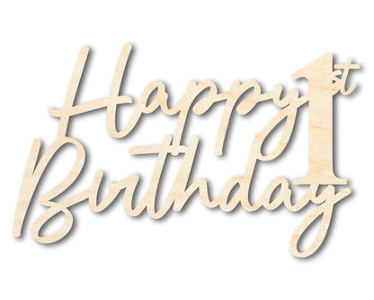 Unfinished Happy 1st Birthday Sign Shape | DIY Craft Cutout | up to 46" DIY