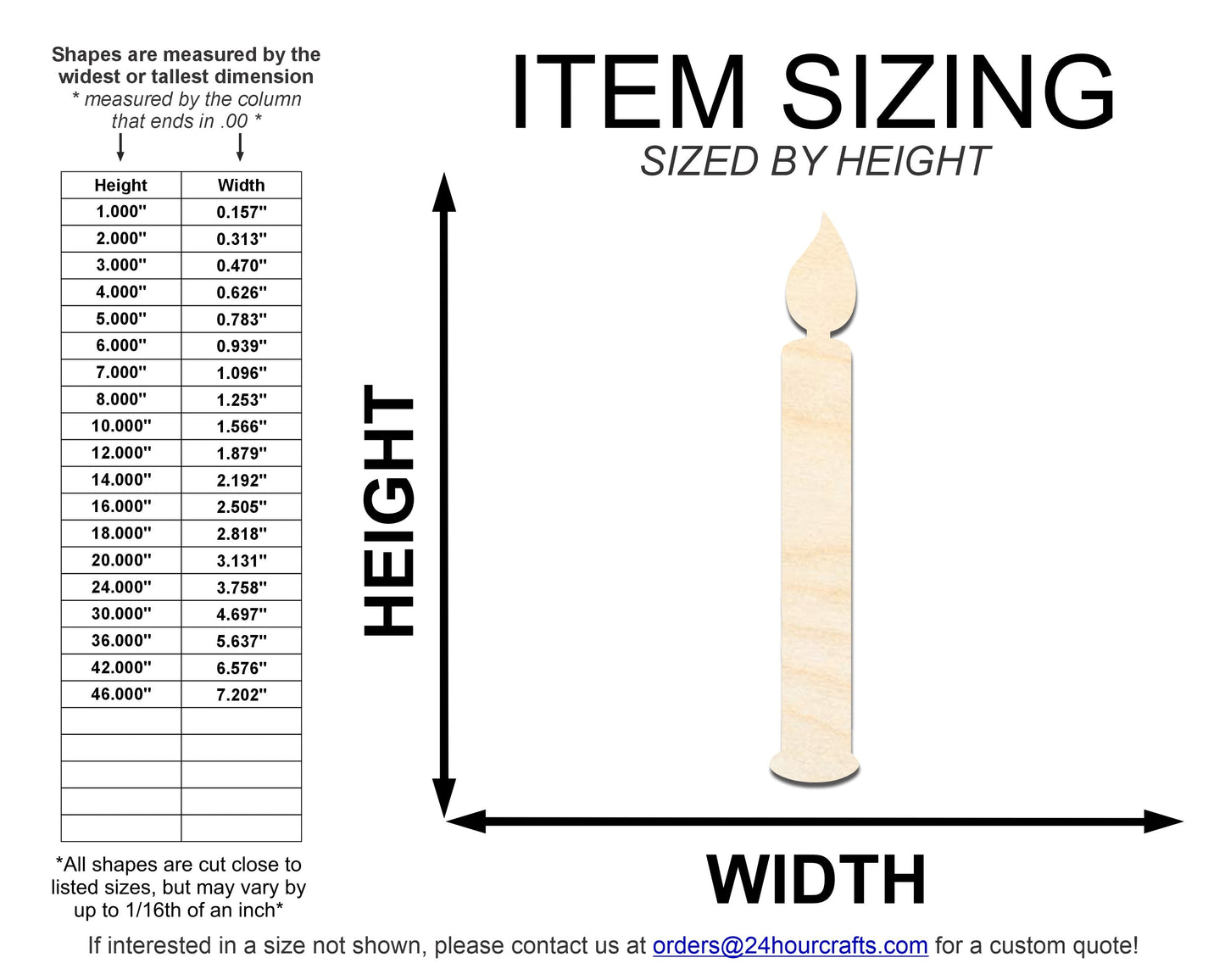 Unfinished Wood Birthday Candle Shape | DIY Craft Cutout | up to 46" DIY